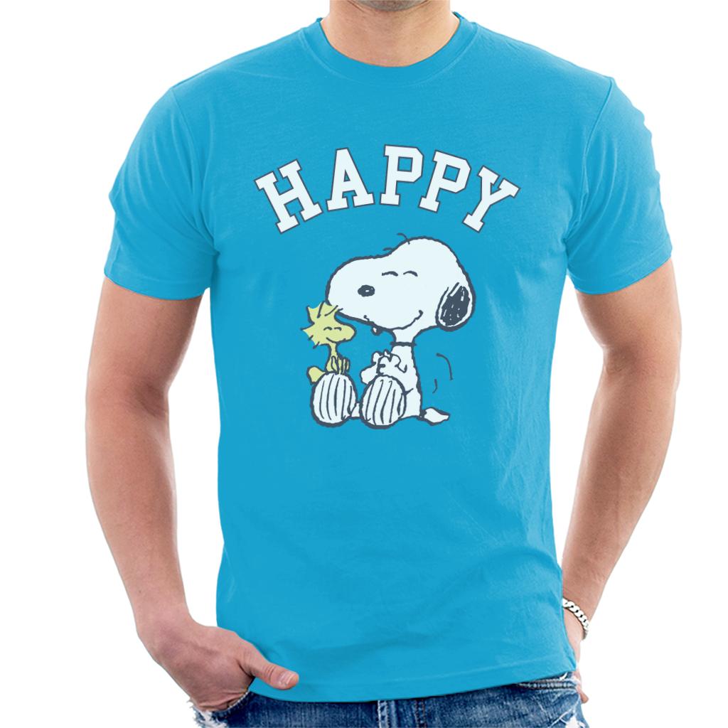 Peanuts Snoopy And Woodstock Happy Men's T-Shirt-ALL + EVERY