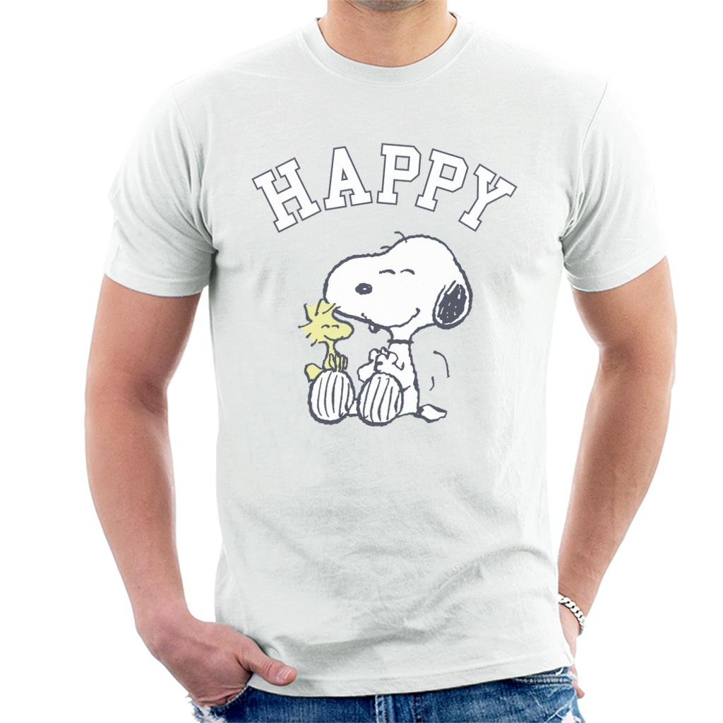 Peanuts Snoopy And Woodstock Happy Men's T-Shirt-ALL + EVERY