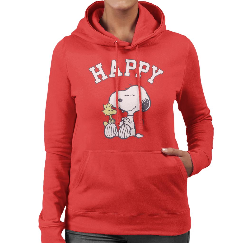 Peanuts Snoopy And Woodstock Happy Women's Hooded Sweatshirt-ALL + EVERY