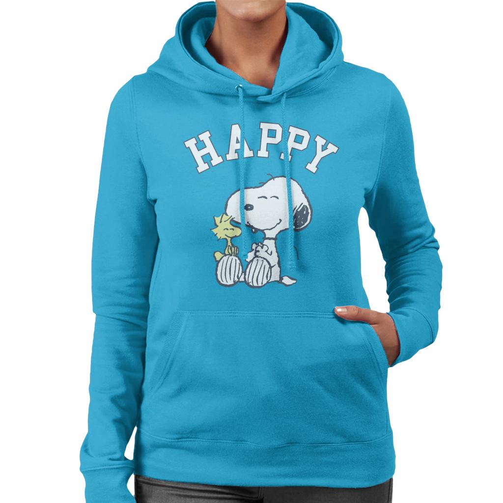 Peanuts Snoopy And Woodstock Happy Women's Hooded Sweatshirt-ALL + EVERY