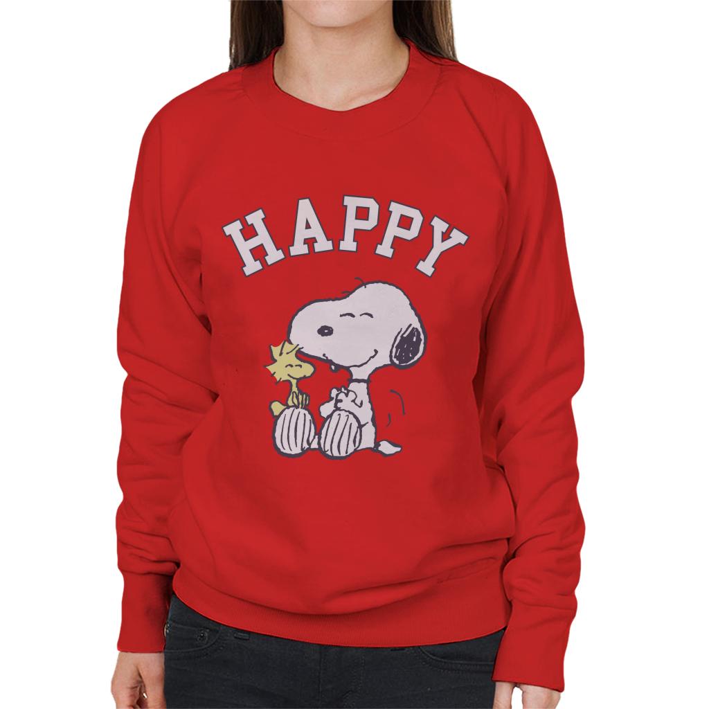 Peanuts Snoopy And Woodstock Happy Women's Sweatshirt-ALL + EVERY