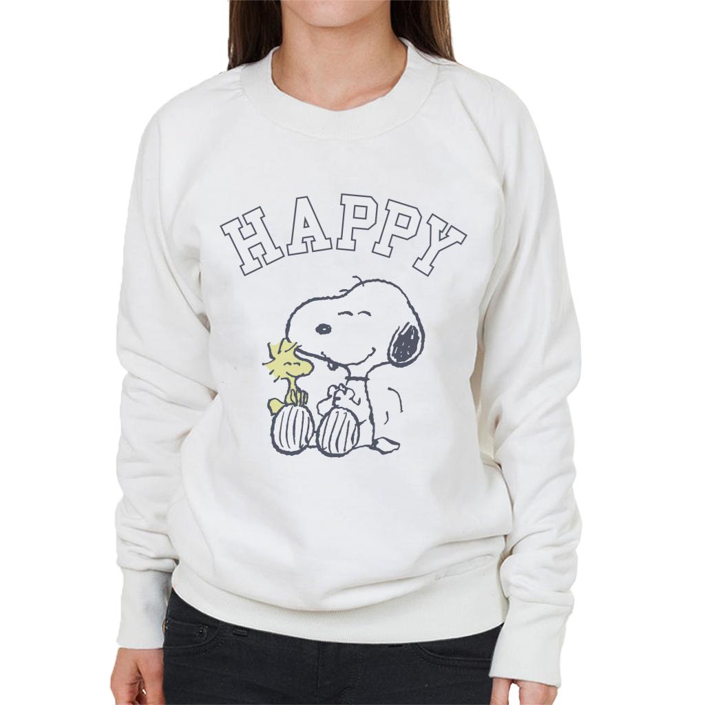 Peanuts Snoopy And Woodstock Happy Women's Sweatshirt-ALL + EVERY