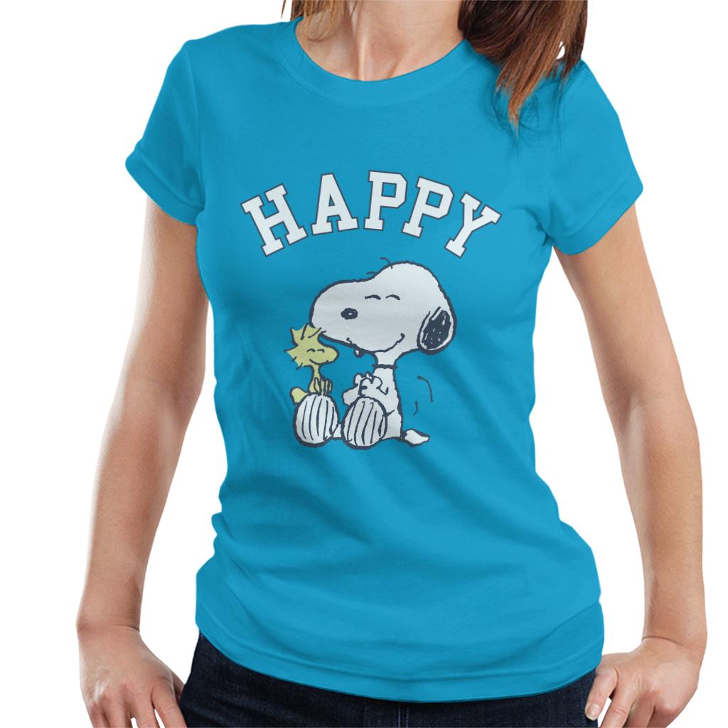 Peanuts Snoopy And Woodstock Happy Women's T-Shirt-ALL + EVERY