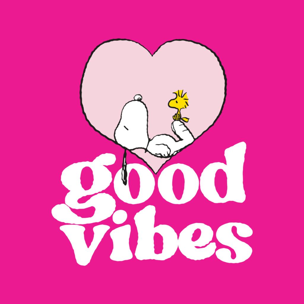 Peanuts Snoopy And Woodstock Love Heart Good Vibes Women's Hooded Sweatshirt-ALL + EVERY