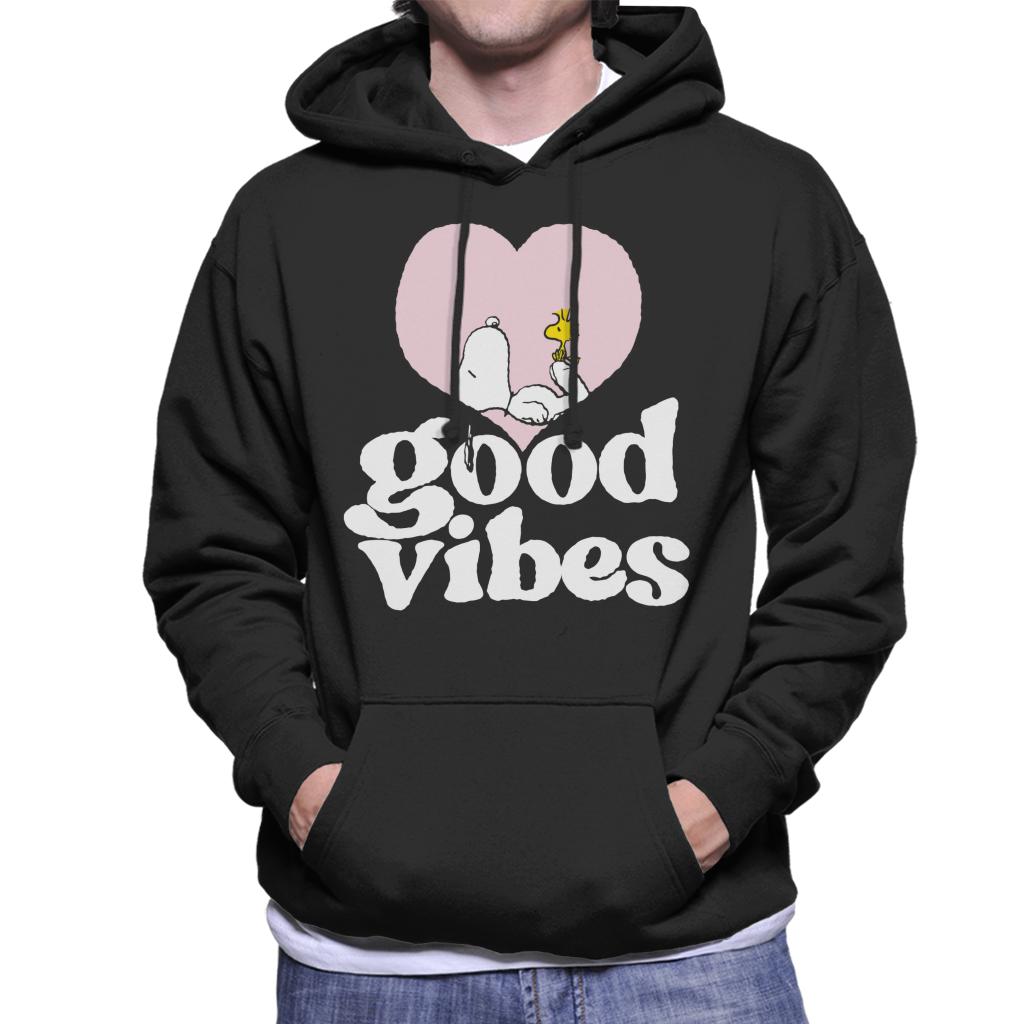 Peanuts Snoopy And Woodstock Love Heart Good Vibes Men's Hooded Sweatshirt-ALL + EVERY