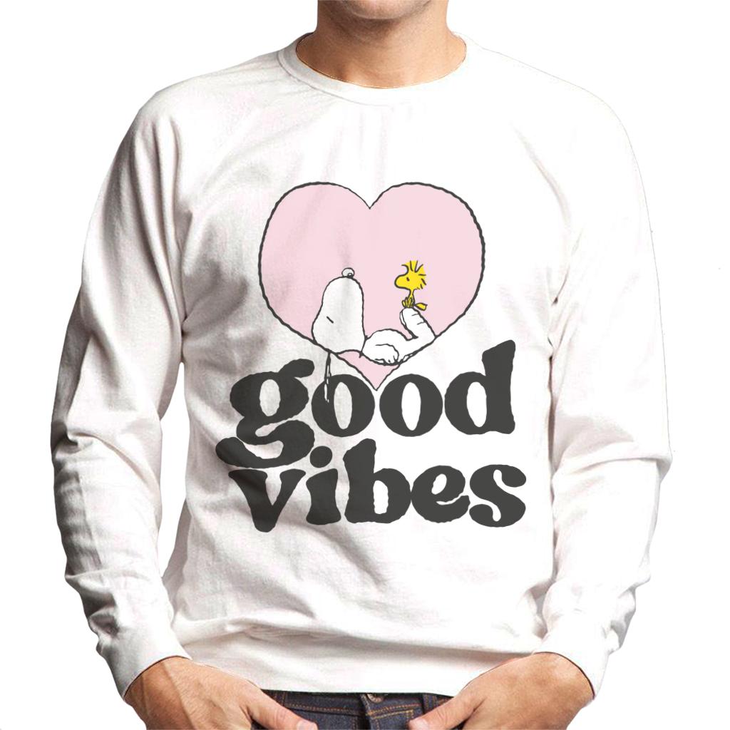 Peanuts Snoopy And Woodstock Good Vibes Men's Sweatshirt-ALL + EVERY