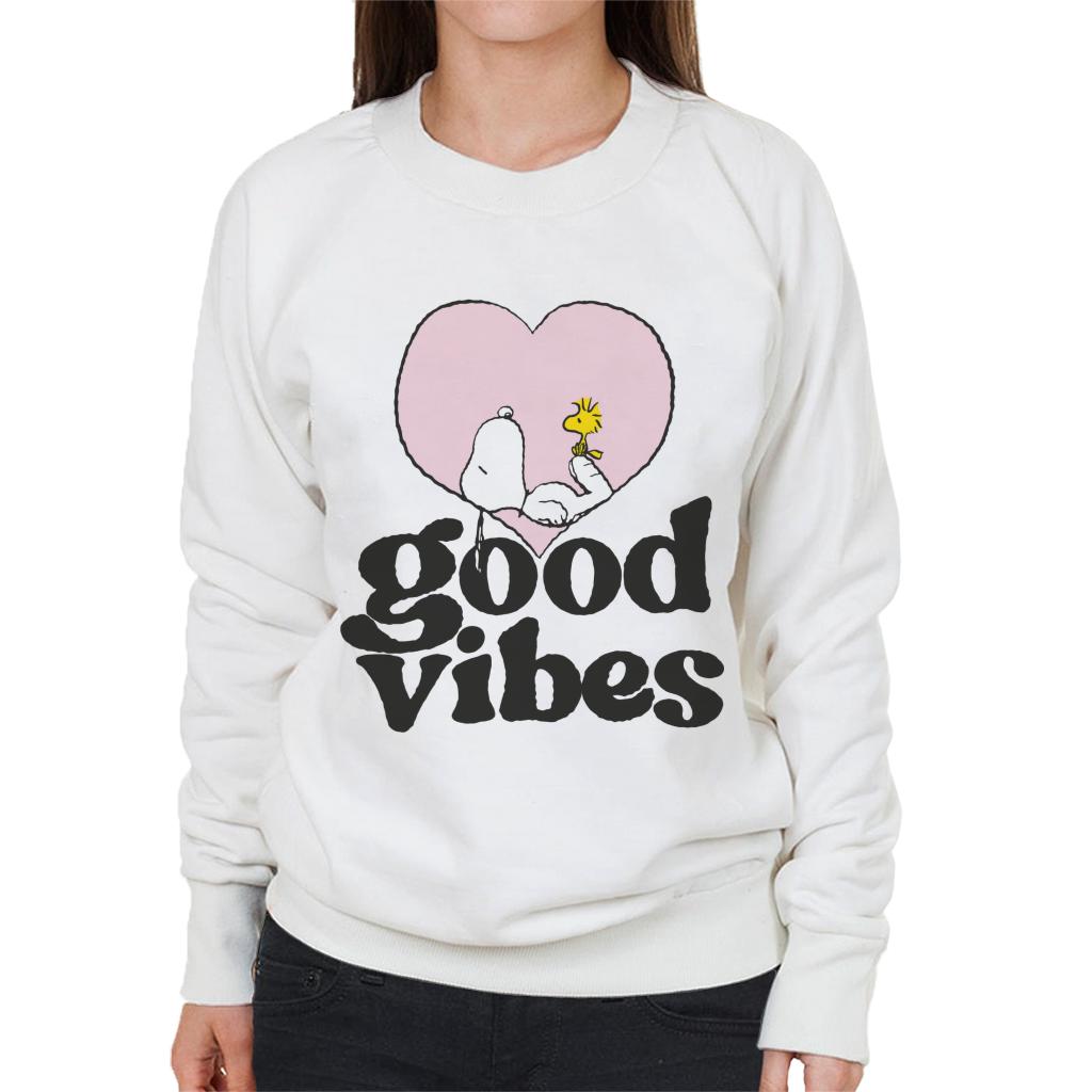 Peanuts Snoopy And Woodstock Good Vibes Women's Sweatshirt-ALL + EVERY