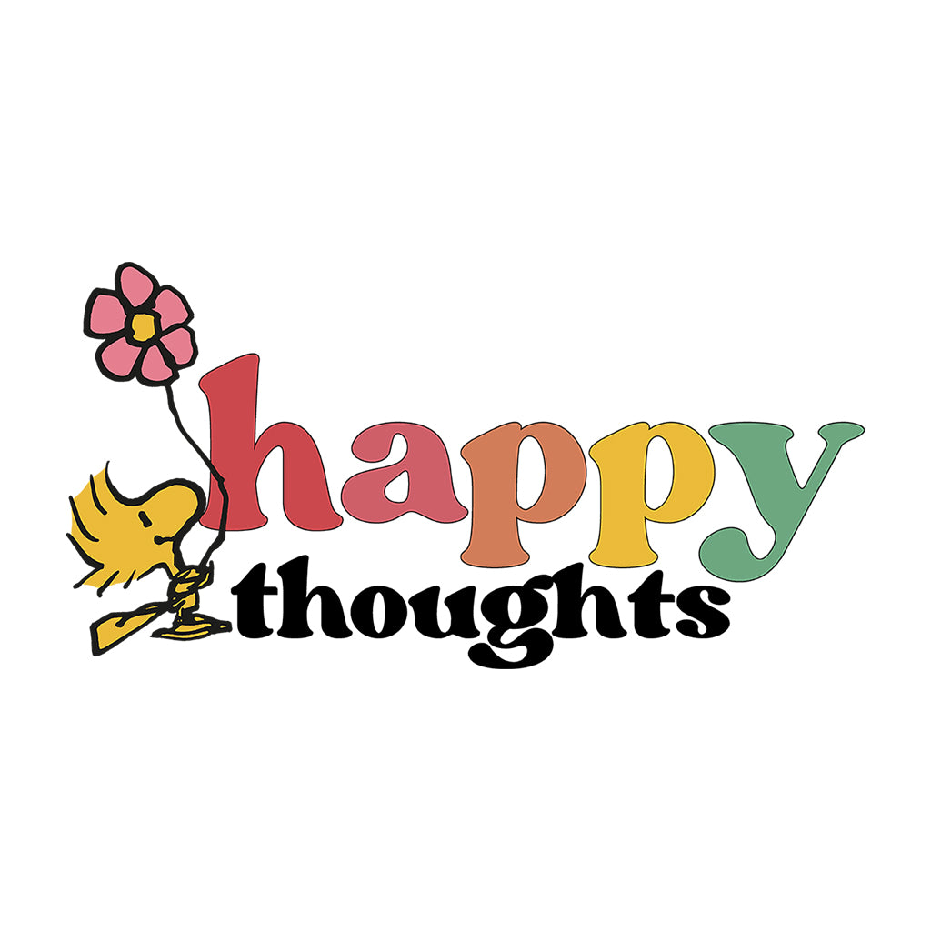 Peanuts Woodstock Flower Happy Thoughts Women's T-Shirt-ALL + EVERY