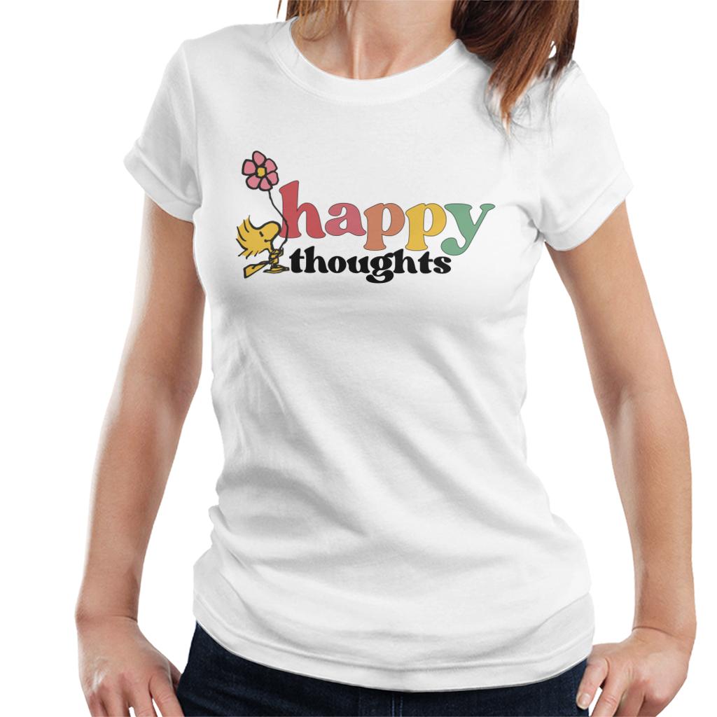 Peanuts Woodstock Flower Happy Thoughts Women's T-Shirt-ALL + EVERY