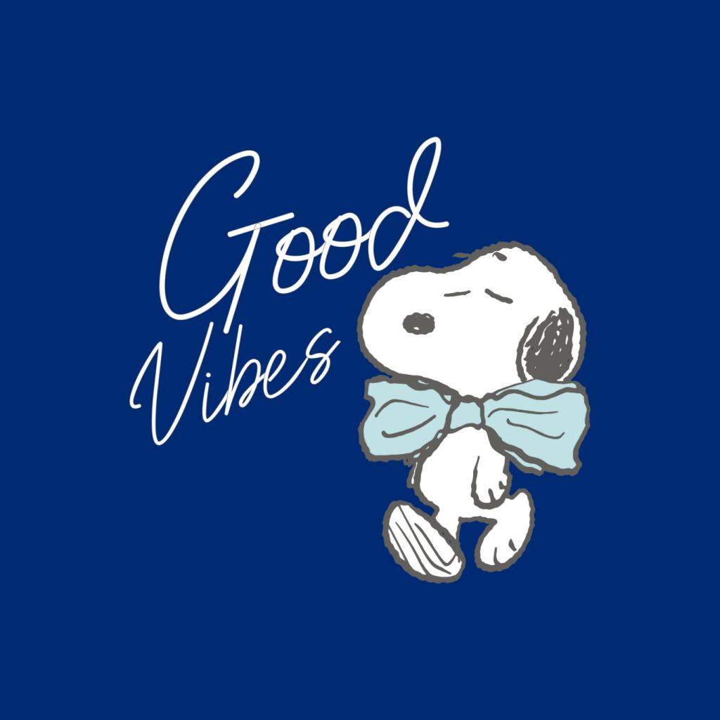 Peanuts Snoopy Blue Bow Tie Good Vibes Women's T-Shirt-ALL + EVERY