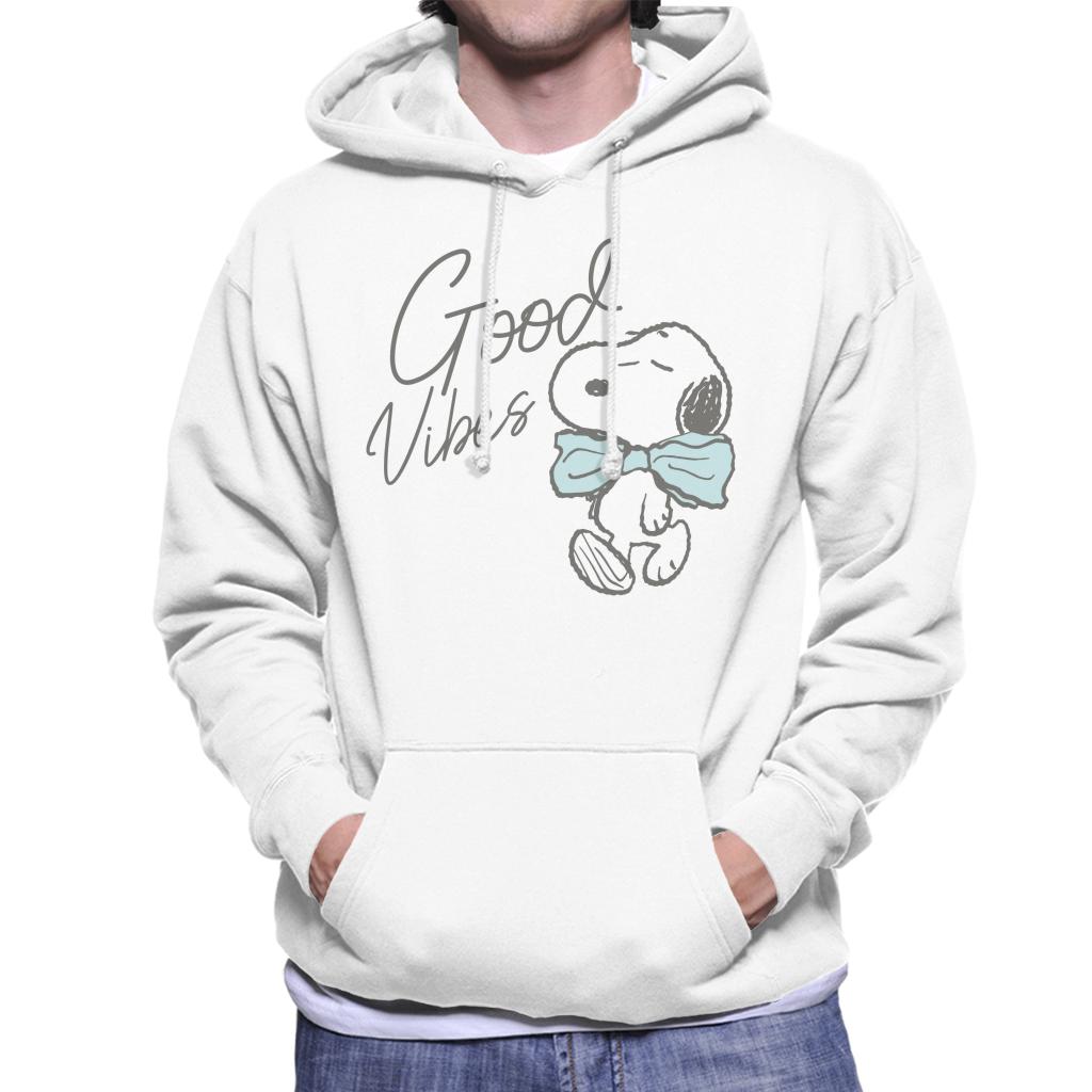 Peanuts Snoopy Good Vibes Bow Tie Men's Hooded Sweatshirt-ALL + EVERY