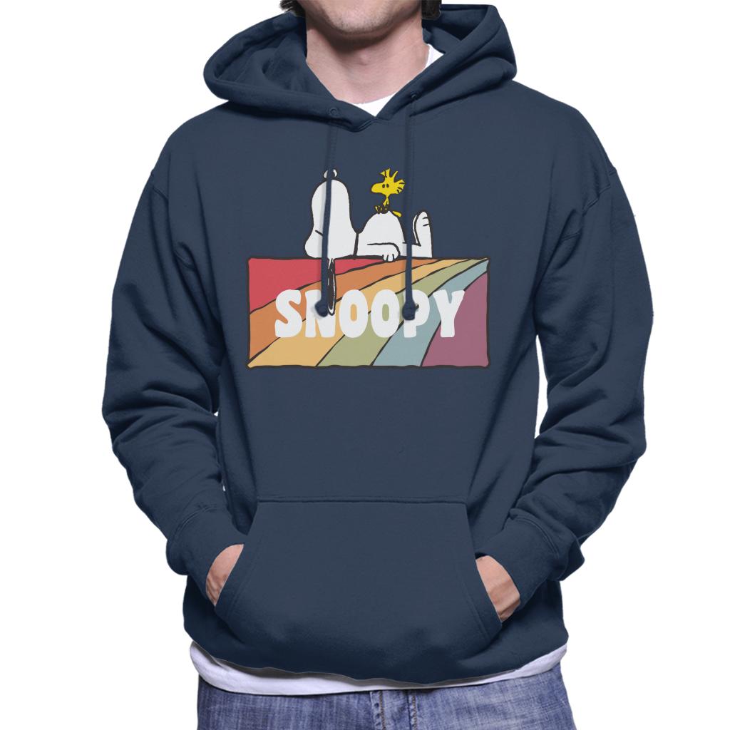 Peanuts Snoopy And Woodstock Rainbow Block Men's Hooded Sweatshirt-ALL + EVERY