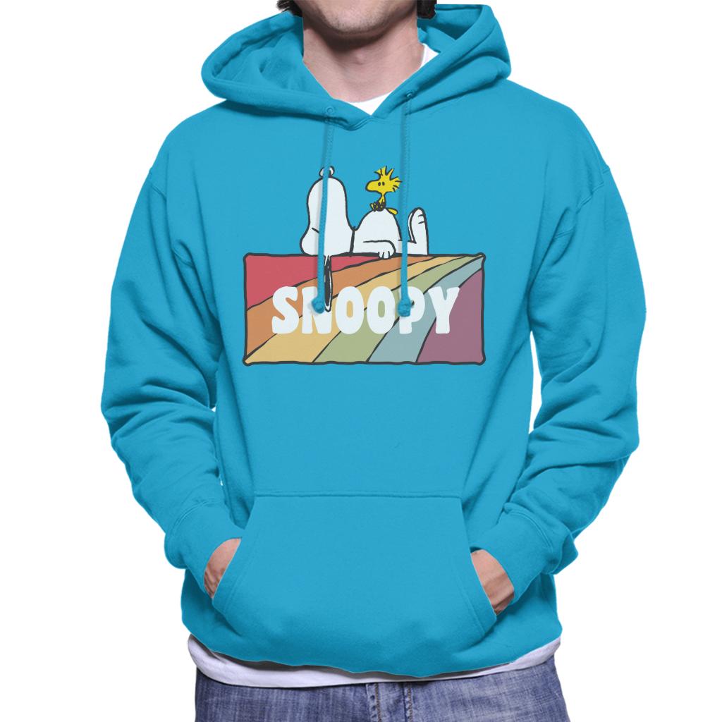 Peanuts Snoopy And Woodstock Rainbow Block Men's Hooded Sweatshirt-ALL + EVERY