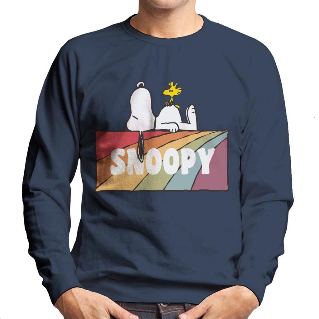 Peanuts Snoopy And Woodstock Rainbow Block Men's Sweatshirt-ALL + EVERY