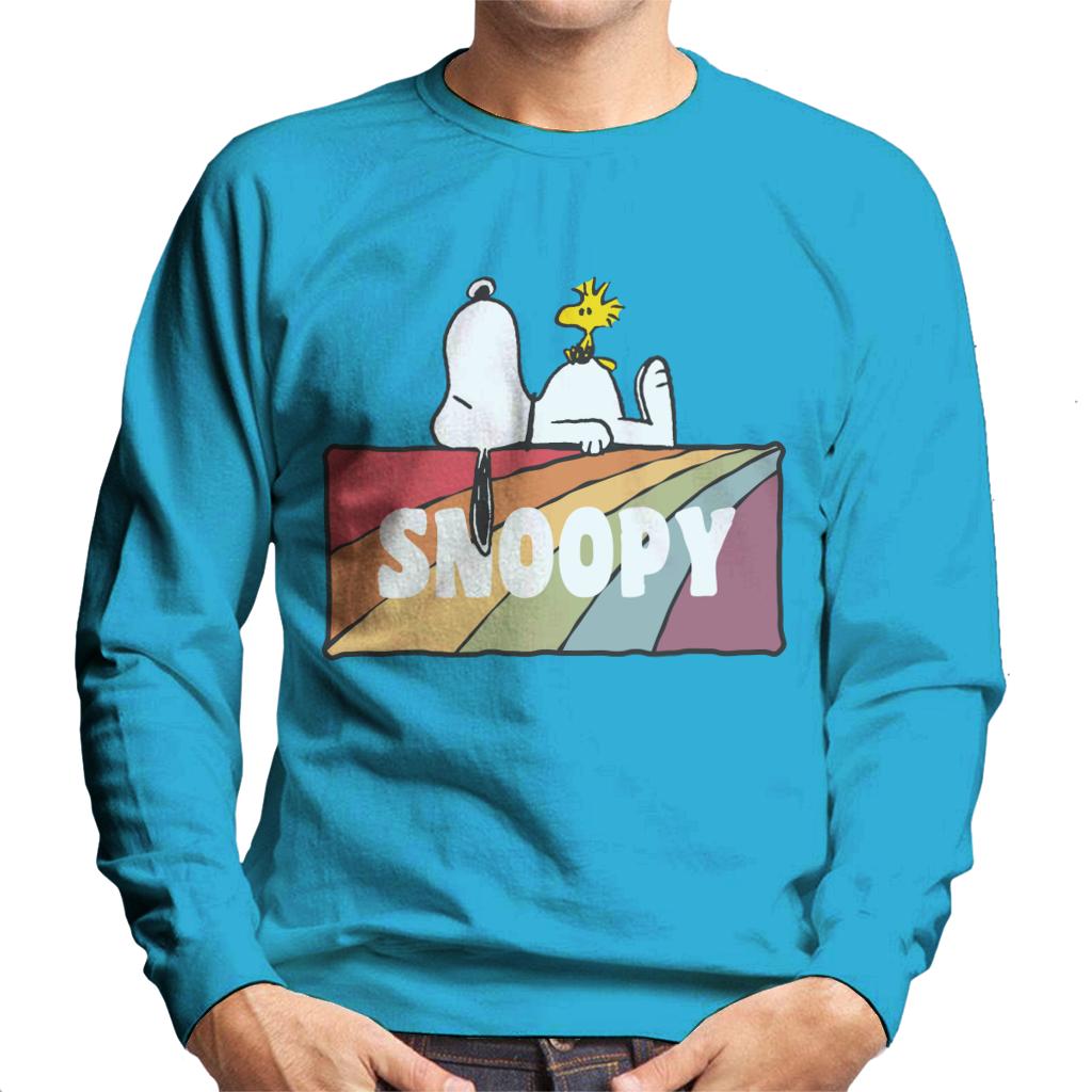 Peanuts Snoopy And Woodstock Rainbow Block Men's Sweatshirt-ALL + EVERY