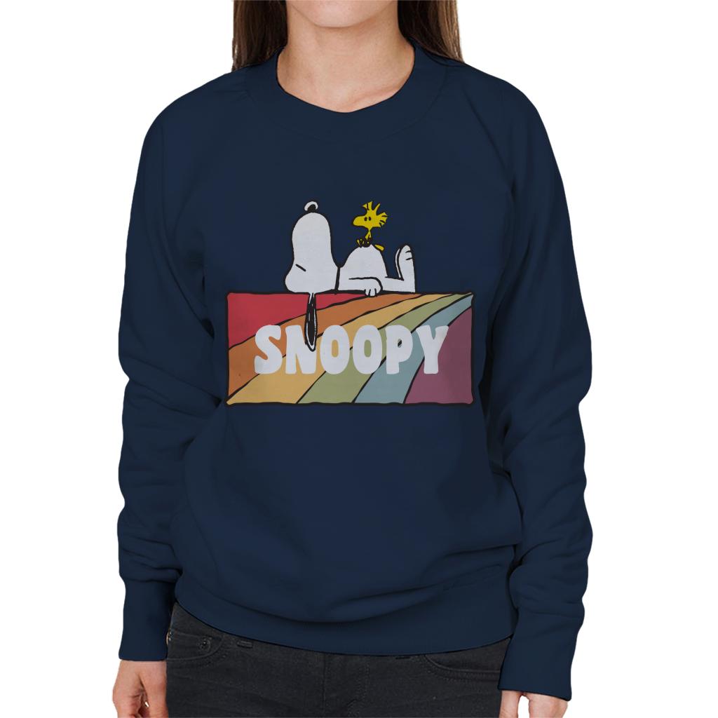 Peanuts Snoopy And Woodstock Rainbow Block Women's Sweatshirt-ALL + EVERY