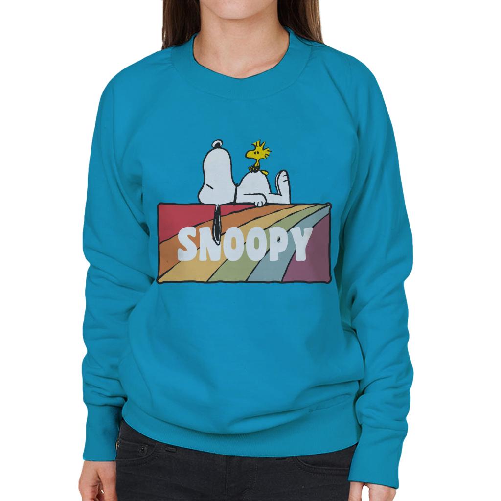 Peanuts Snoopy And Woodstock Rainbow Block Women's Sweatshirt-ALL + EVERY