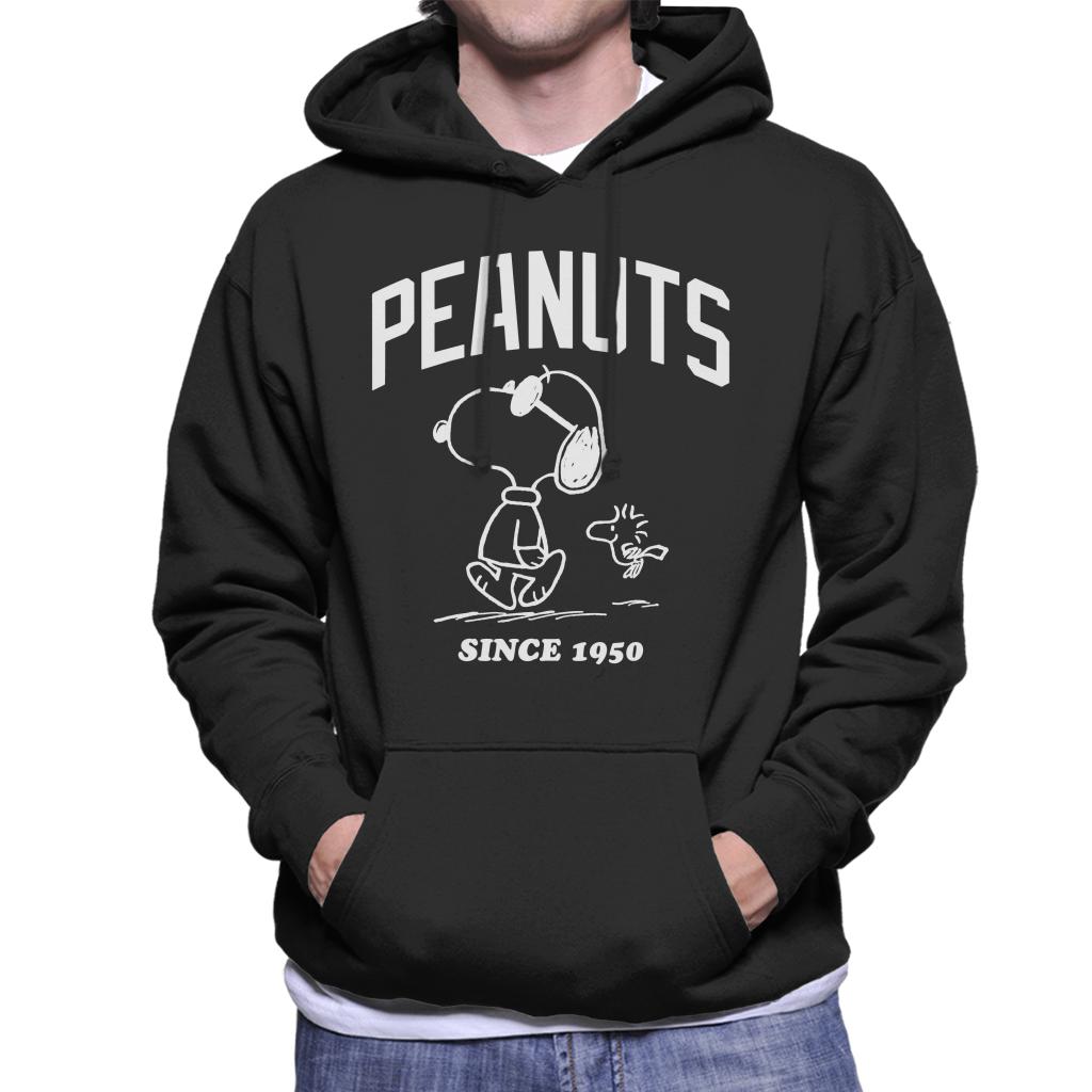 Peanuts Snoopy And Woodstock Outline Men's Hooded Sweatshirt-ALL + EVERY