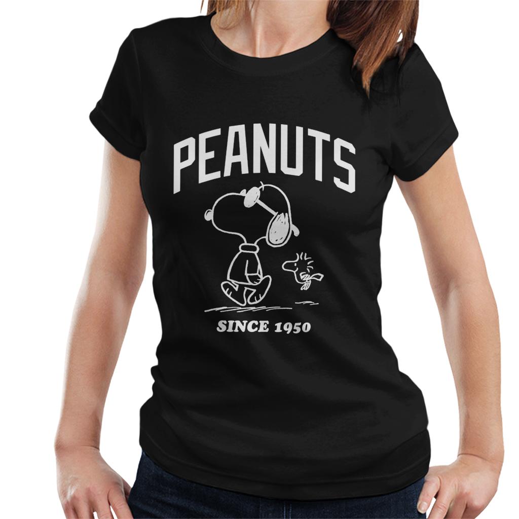 Peanuts Snoopy And Woodstock Outline Women's T-Shirt-ALL + EVERY