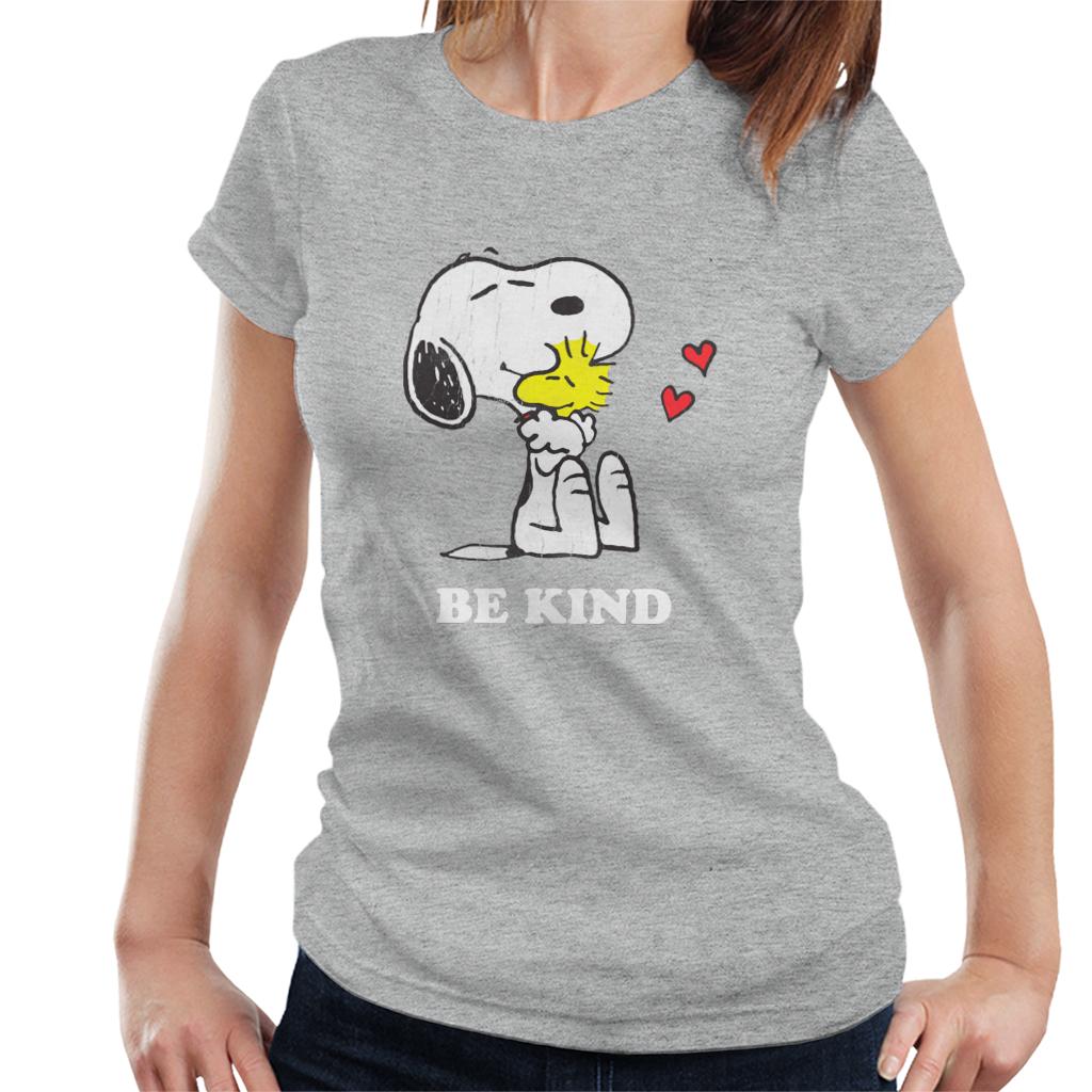 Peanuts Snoopy Hugging Woodstock Be Kind Women's T-Shirt-ALL + EVERY