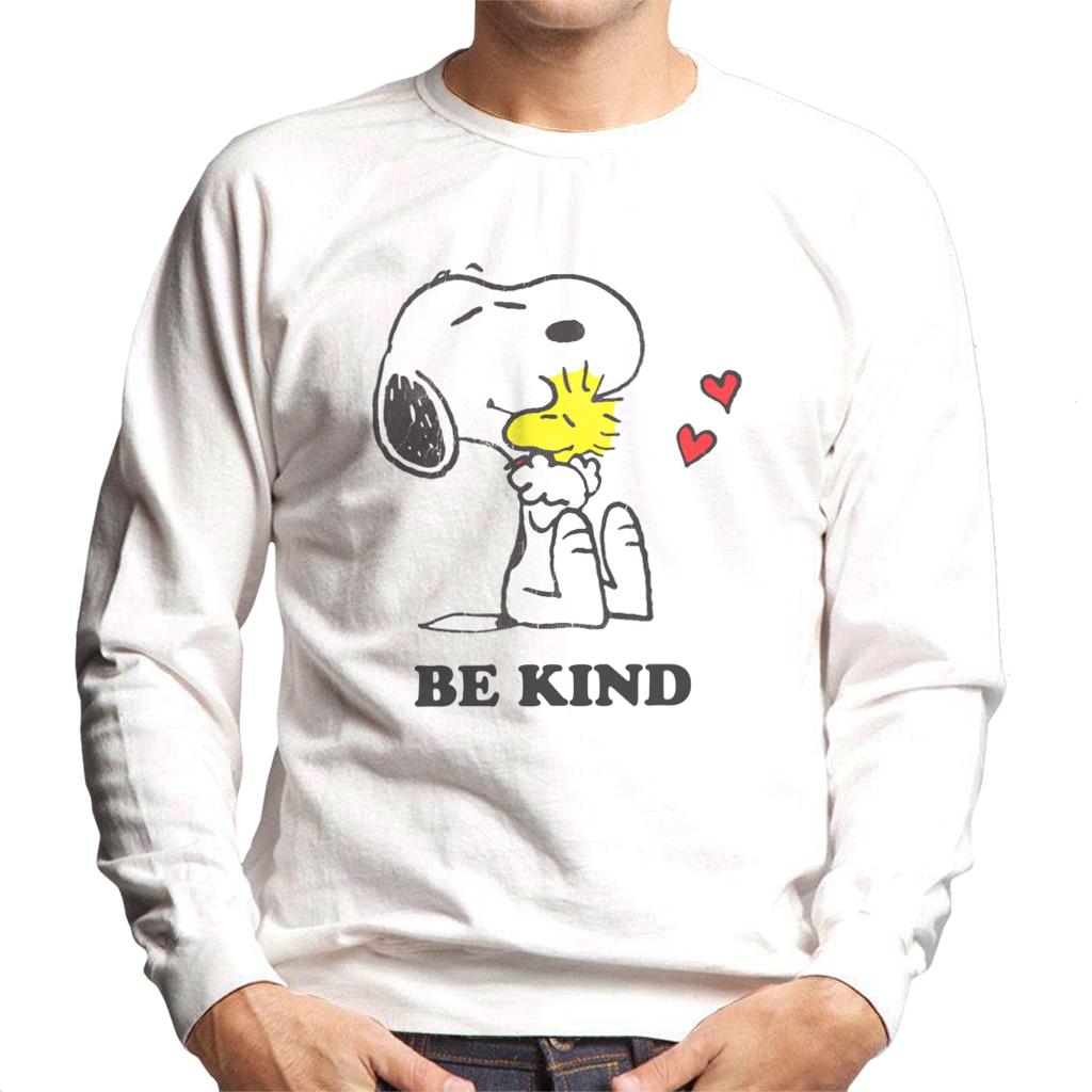 Peanuts Snoopy Hugging Woodstock Love Hearts Be Kind Men's Sweatshirt-ALL + EVERY