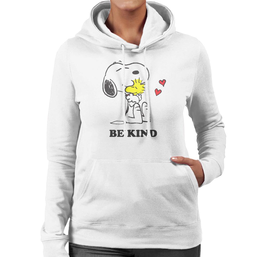 Peanuts Snoopy Hugging Woodstock Love Hearts Be Kind Women's Hooded Sweatshirt-ALL + EVERY