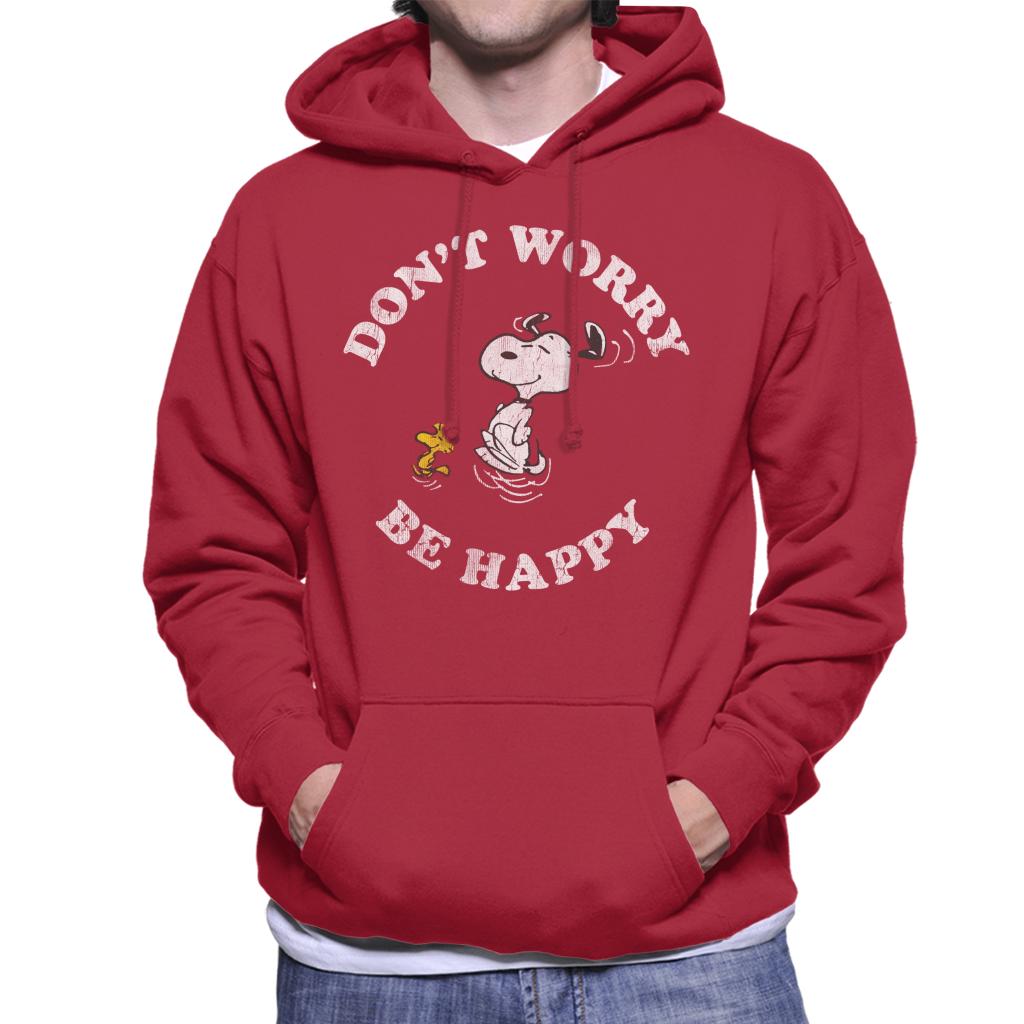 Peanuts Snoopy And Woodstock Dont Worry Be Happy Men's Hooded Sweatshirt-ALL + EVERY