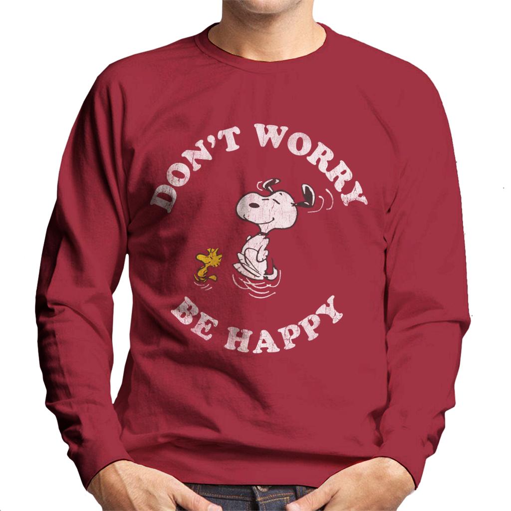 Peanuts Snoopy And Woodstock Dont Worry Be Happy Men's Sweatshirt-ALL + EVERY