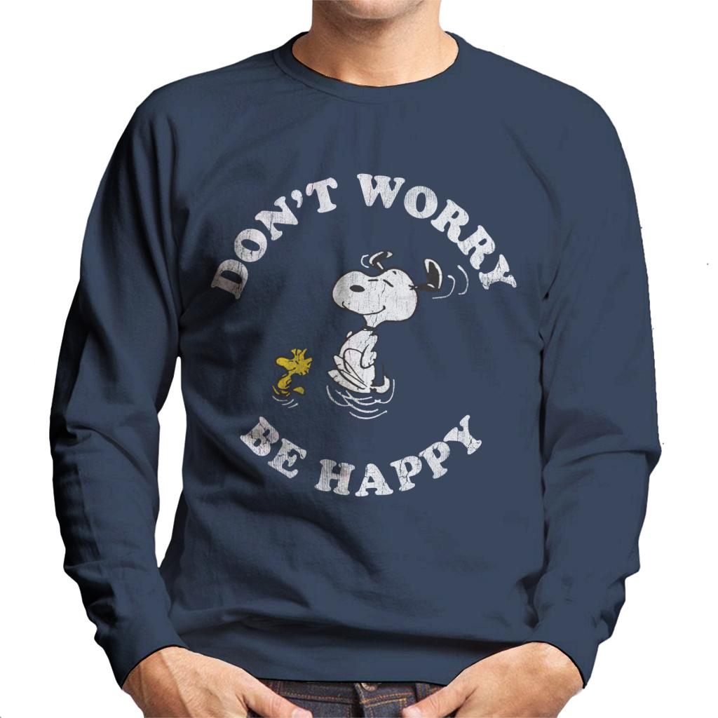 Peanuts Snoopy And Woodstock Dont Worry Be Happy Men's Sweatshirt-ALL + EVERY
