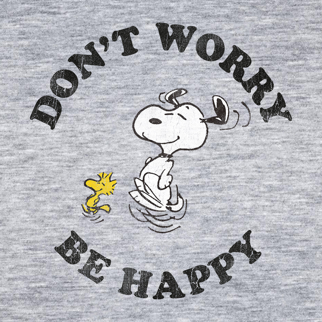 Peanuts Snoopy And Woodstock Running Dont Worry Be Happy Men's Hooded Sweatshirt-ALL + EVERY