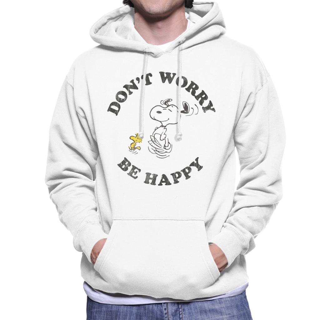 Peanuts Snoopy And Woodstock Running Dont Worry Be Happy Men's Hooded Sweatshirt-ALL + EVERY