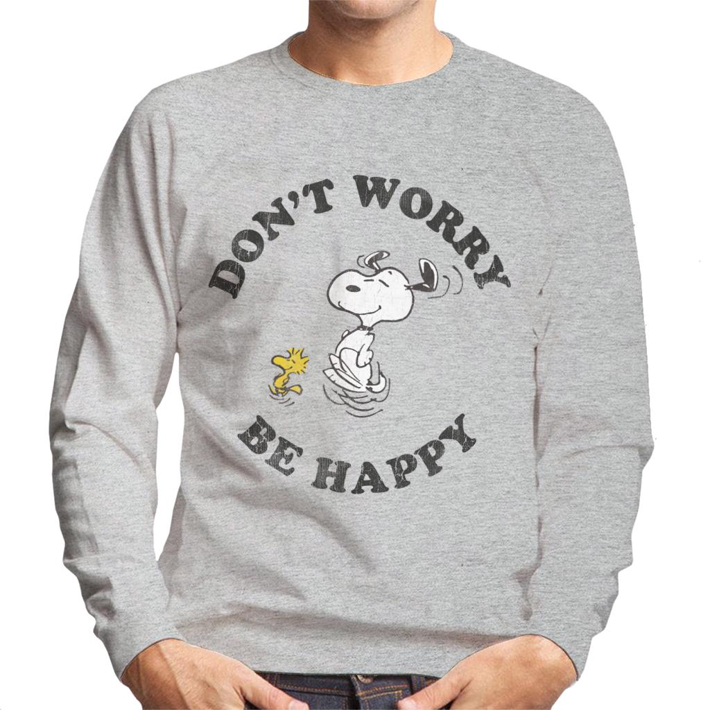 Peanuts Snoopy And Woodstock Running Dont Worry Be Happy Men's Sweatshirt-ALL + EVERY