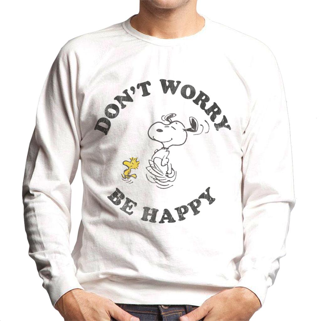 Peanuts Snoopy And Woodstock Running Dont Worry Be Happy Men's Sweatshirt-ALL + EVERY