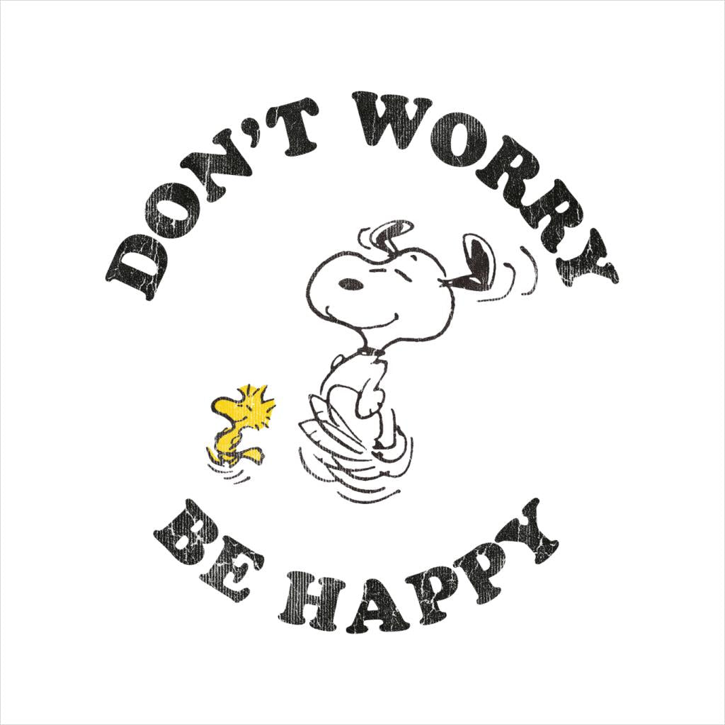 Peanuts Snoopy And Woodstock Running Dont Worry Be Happy Men's Hooded Sweatshirt-ALL + EVERY