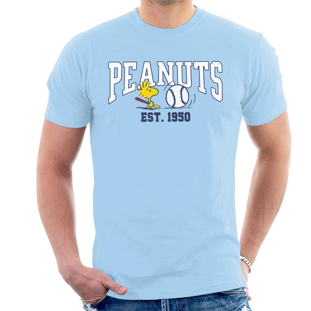 Peanuts Woodstock Playing Baseball Est 1950 Men's T-Shirt-ALL + EVERY