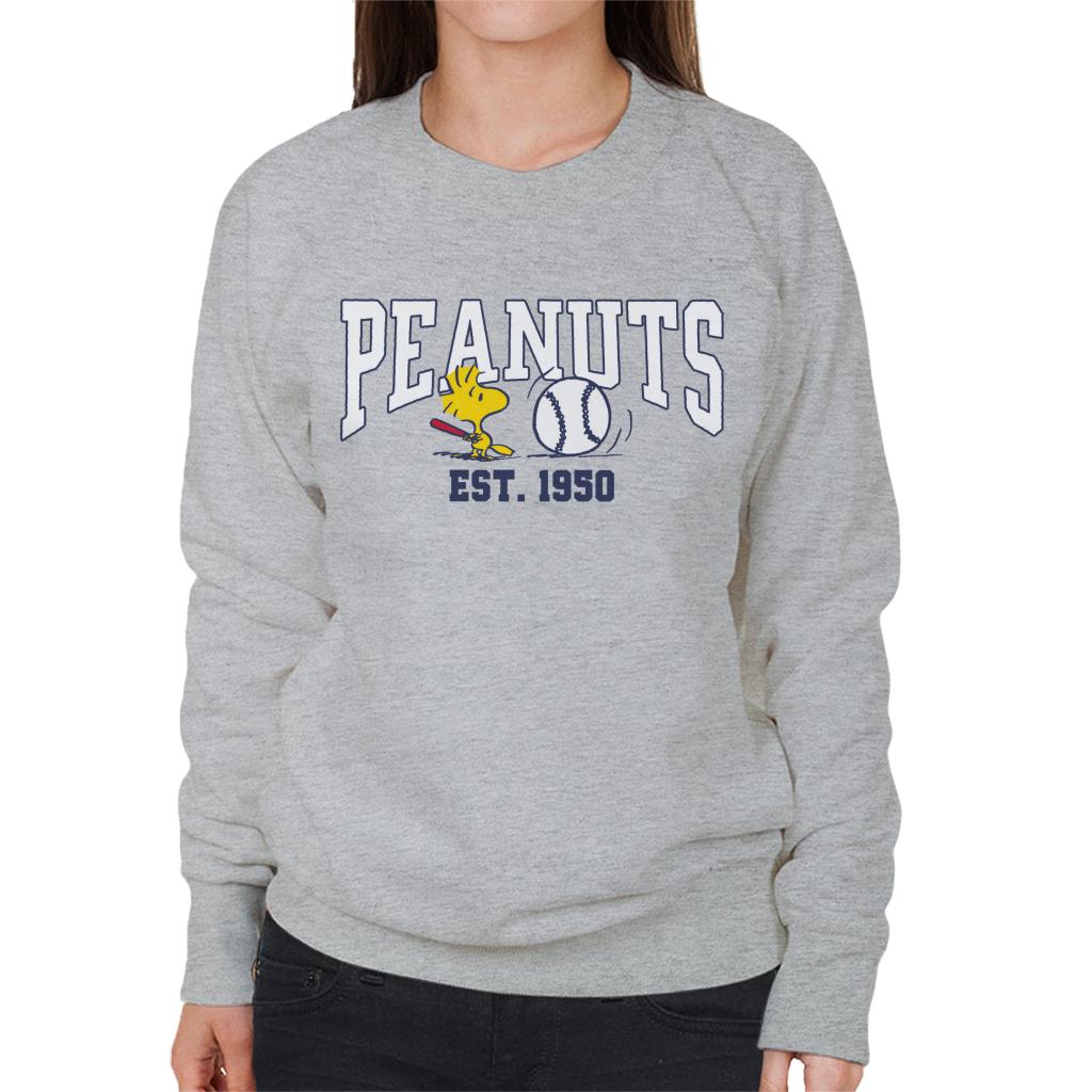 Peanuts Woodstock Playing Baseball Est 1950 Women's Sweatshirt-ALL + EVERY