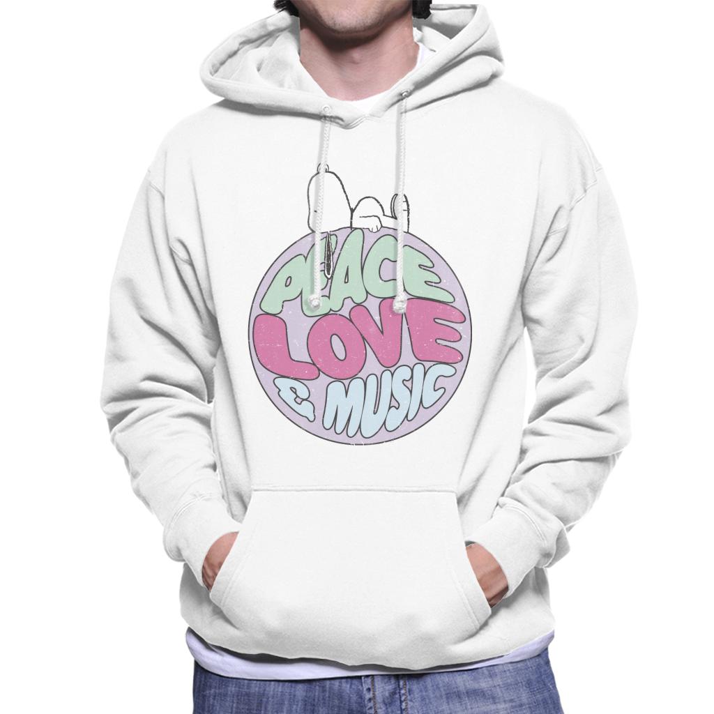 Peanuts Snoopy Peace Love And Music Men's Hooded Sweatshirt-ALL + EVERY