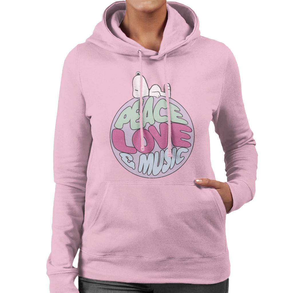 Peanuts Snoopy Peace Love And Music Women's Hooded Sweatshirt-ALL + EVERY