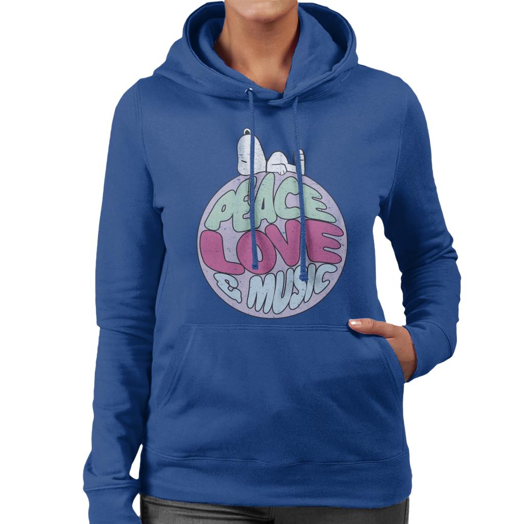 Peanuts Snoopy Peace Love And Music Women's Hooded Sweatshirt-ALL + EVERY