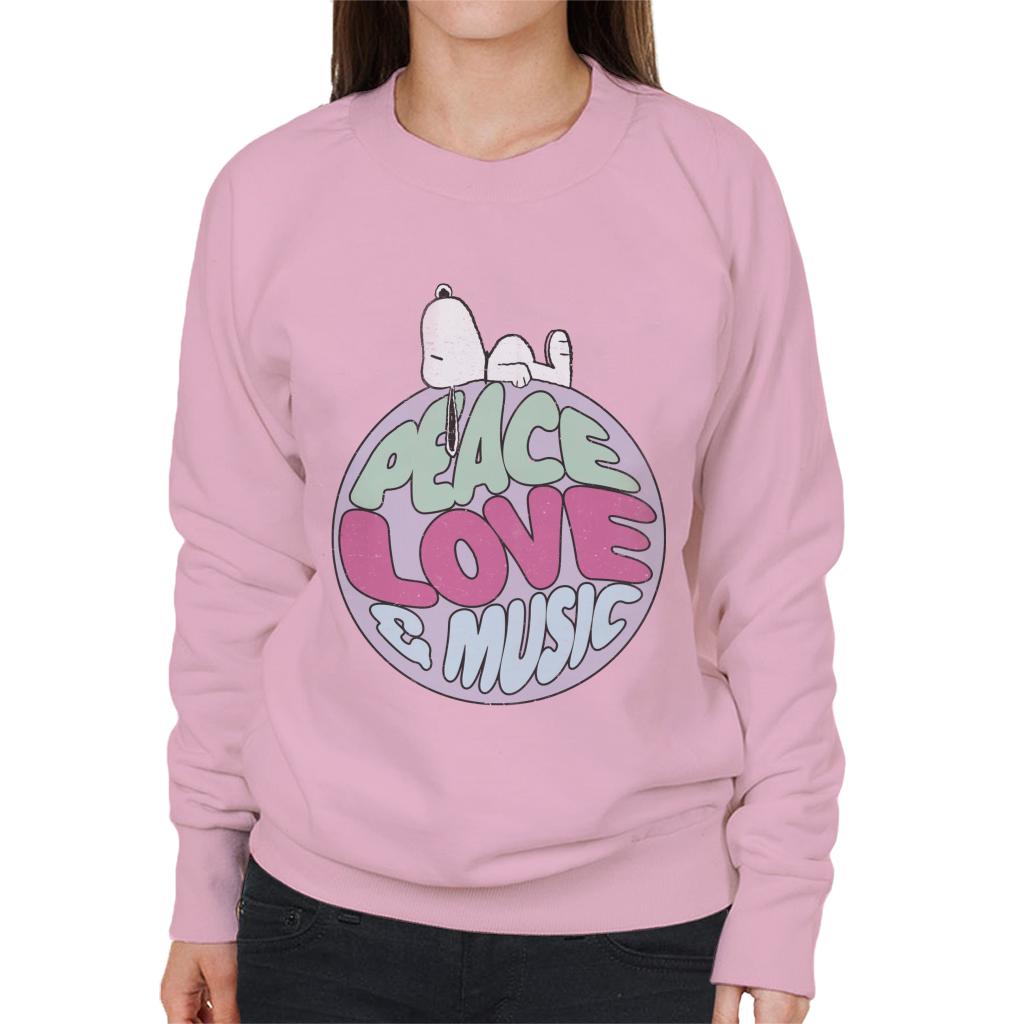 Peanuts Snoopy Peace Love And Music Women's Sweatshirt-ALL + EVERY