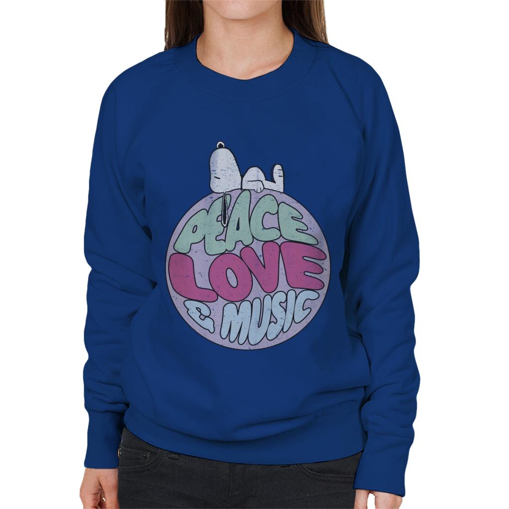 Peanuts Snoopy Peace Love And Music Women's Sweatshirt-ALL + EVERY