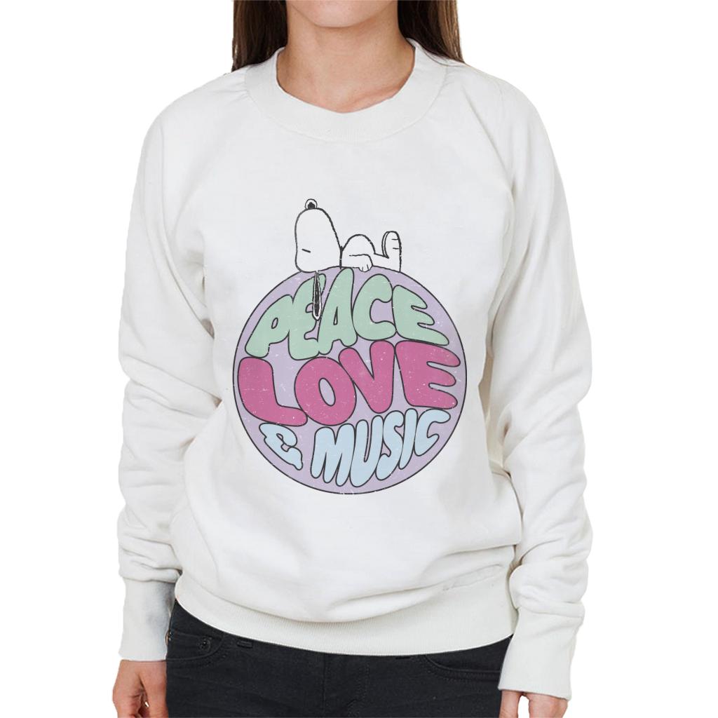 Peanuts Snoopy Peace Love And Music Women's Sweatshirt-ALL + EVERY