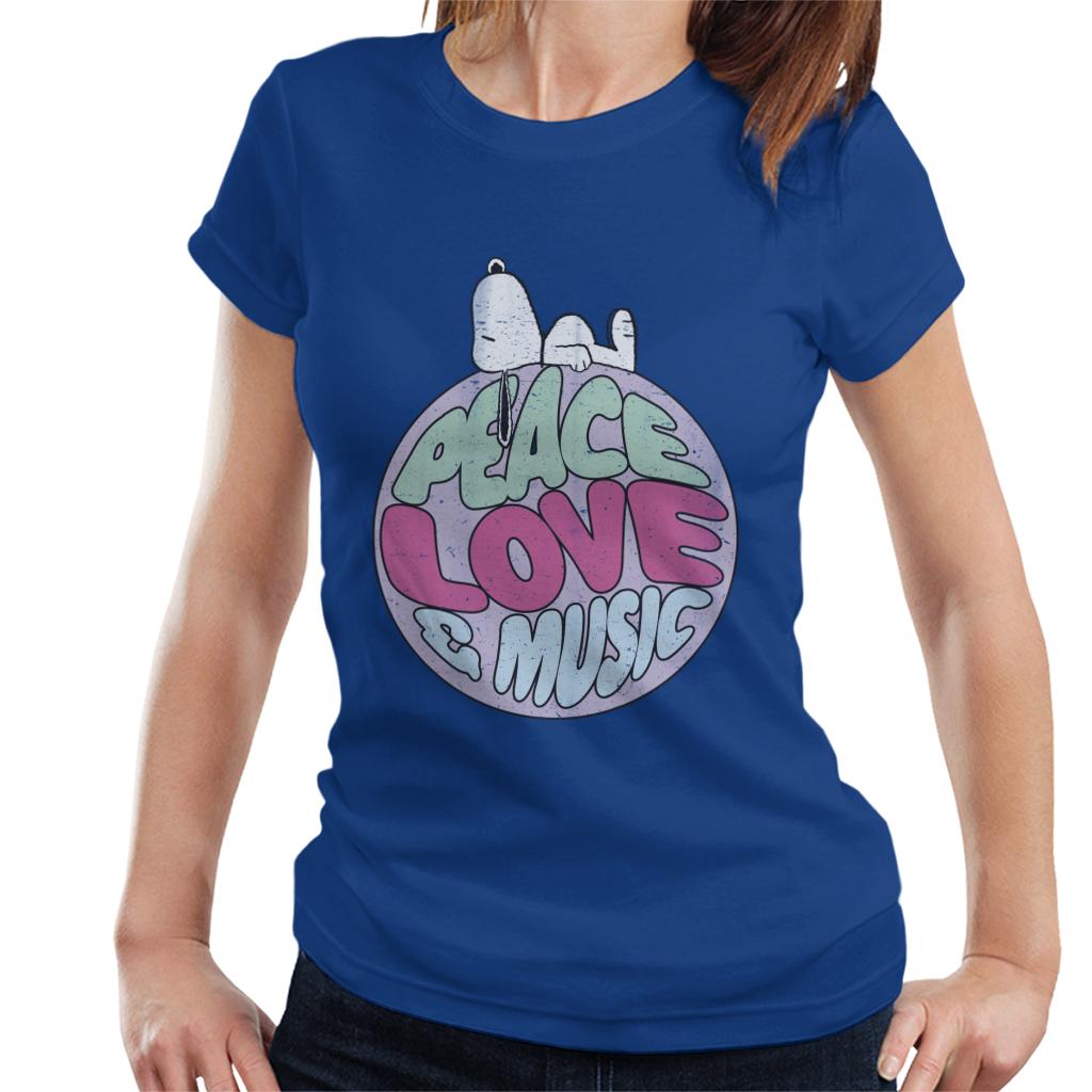 Peanuts Snoopy Peace Love And Music Women's T-Shirt-ALL + EVERY