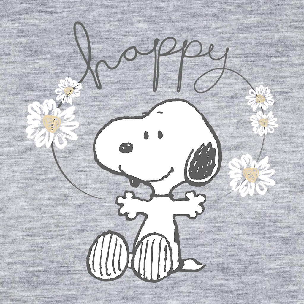 Peanuts Snoopy Happy Surrounded By Daisies Women's T-Shirt-ALL + EVERY