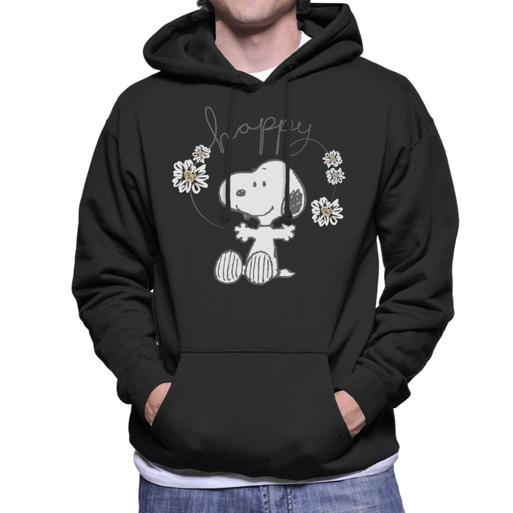 Peanuts Snoopy Happy Surrounded By Daisies Men's Hooded Sweatshirt-ALL + EVERY