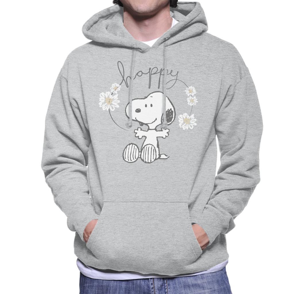 Peanuts Snoopy Happy Surrounded By Daisies Men's Hooded Sweatshirt-ALL + EVERY