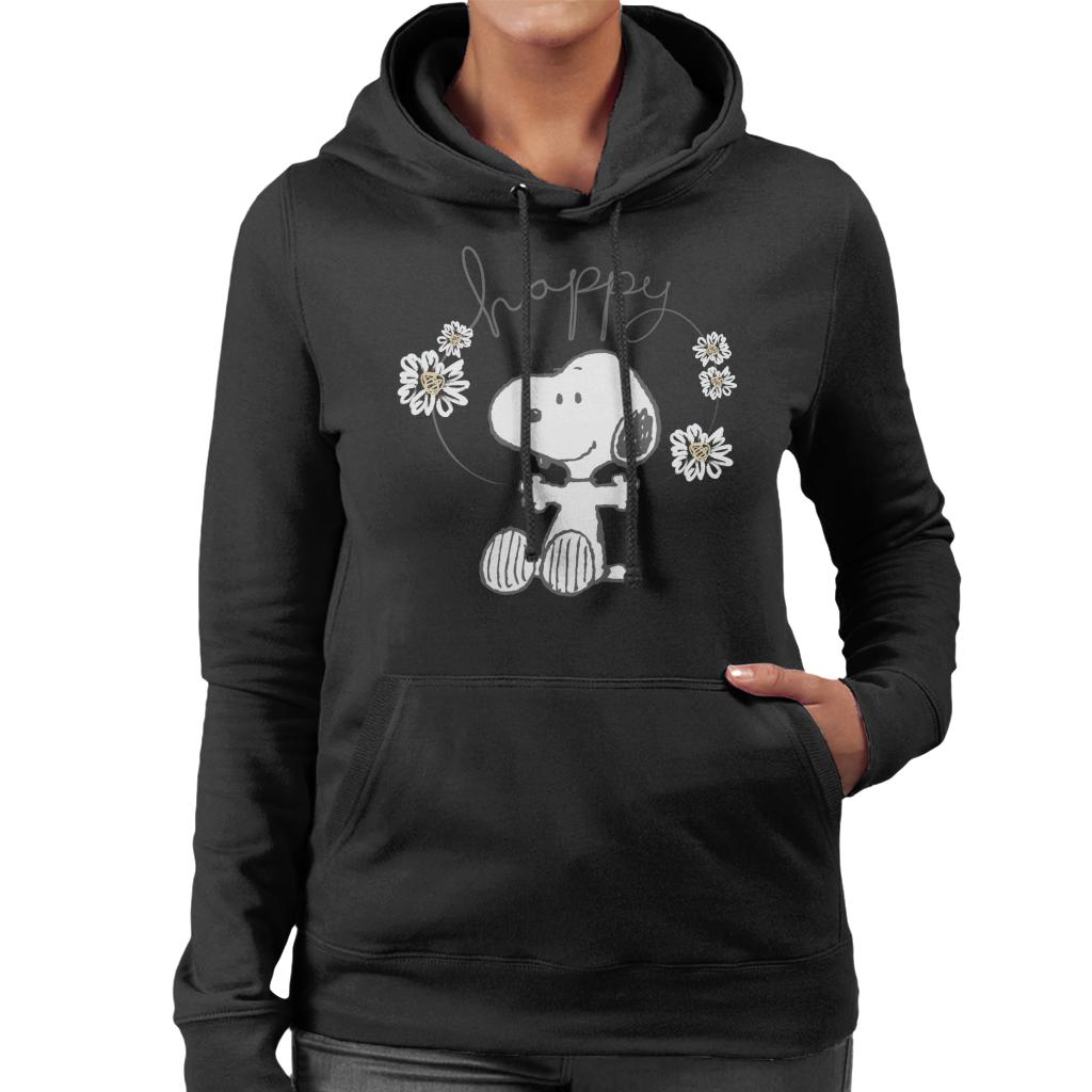 Peanuts Snoopy Happy Surrounded By Daisies Women's Hooded Sweatshirt-ALL + EVERY