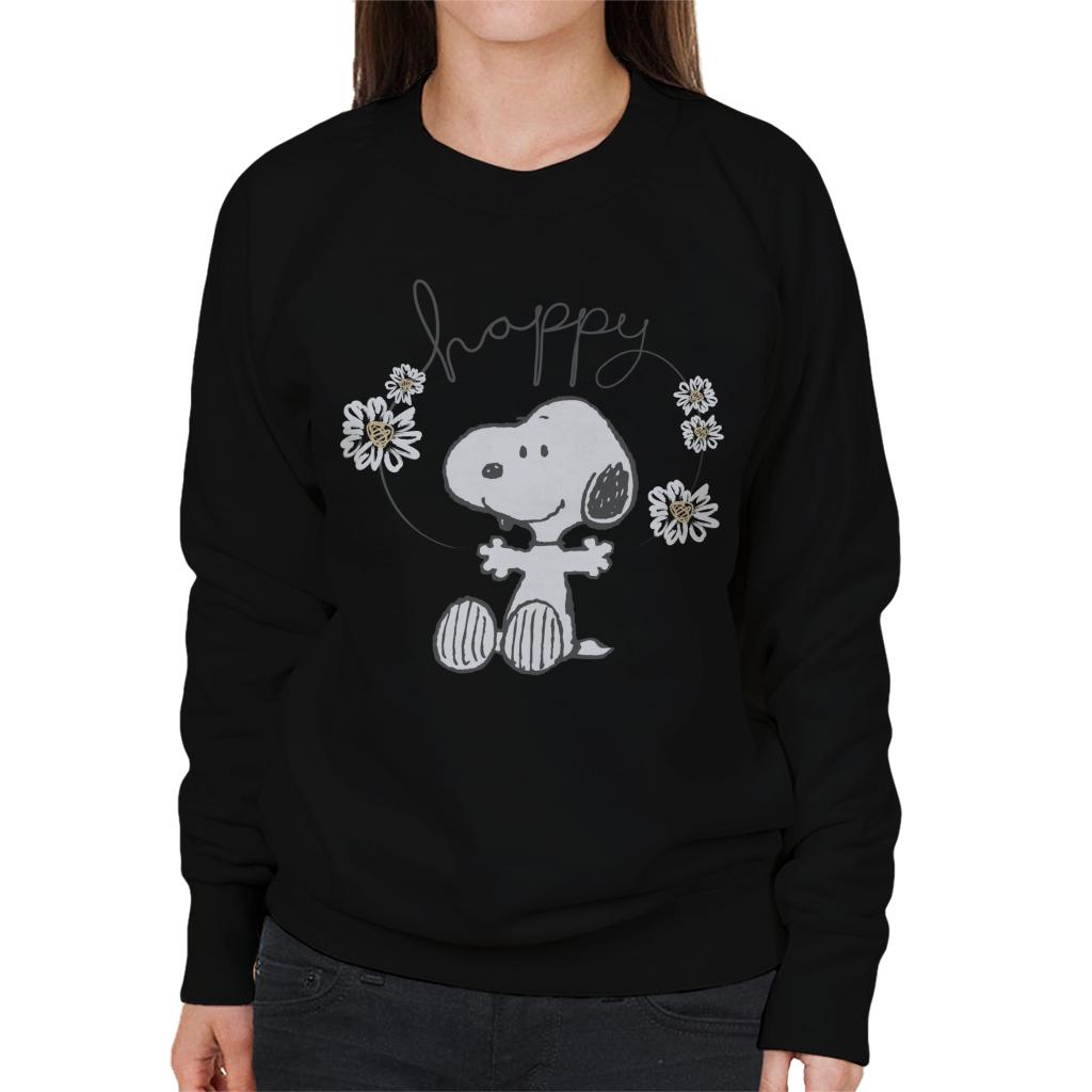 Peanuts Snoopy Happy Surrounded By Daisies Women's Sweatshirt-ALL + EVERY