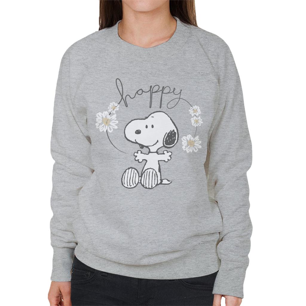 Peanuts Snoopy Happy Surrounded By Daisies Women's Sweatshirt-ALL + EVERY