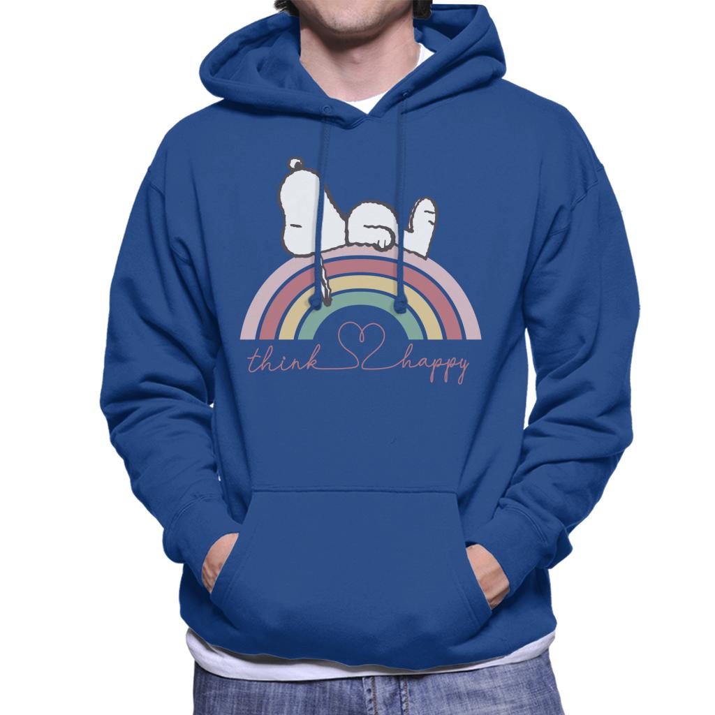 Peanuts Snoopy Rainbow Think Happy Men's Hooded Sweatshirt-ALL + EVERY